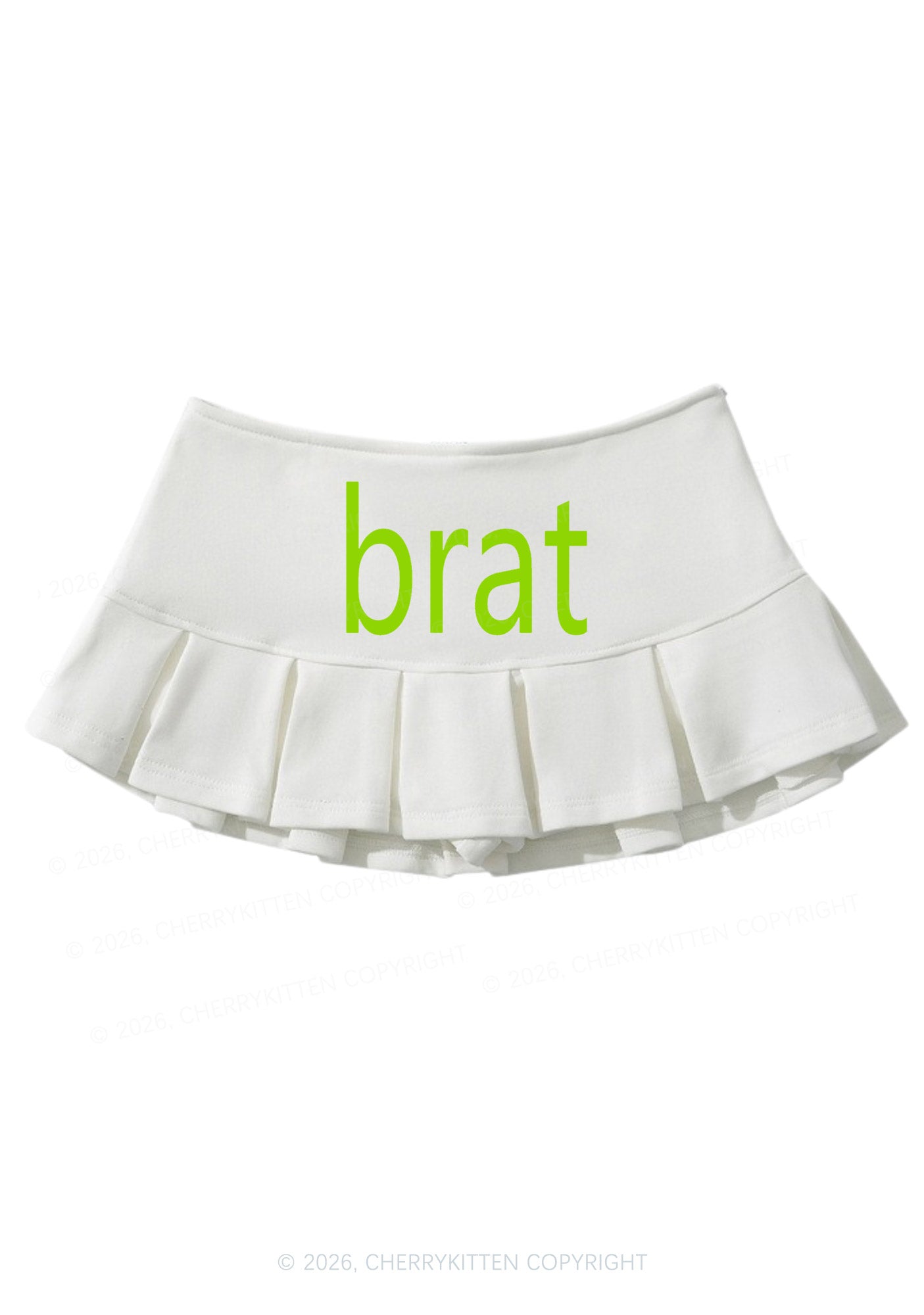 Green Brat Y2K Mini Pleated Skirts Cherrykitten