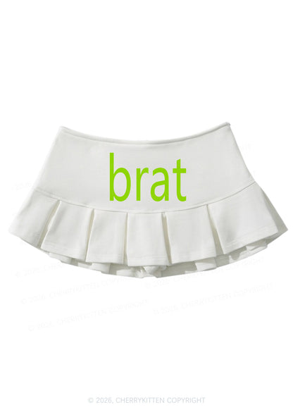 Green Brat Y2K Mini Pleated Skirts Cherrykitten