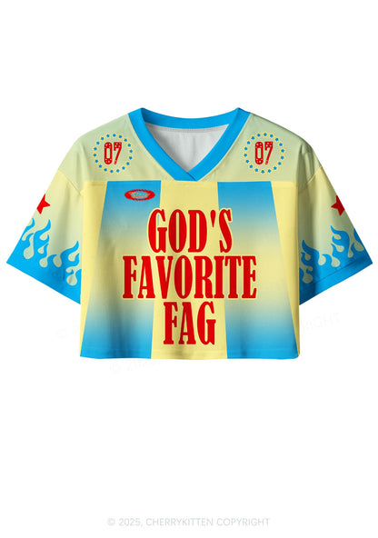 Custom Blue Gods Favorite Fag Pride Y2K Crop Sport Jersey Shirts Cherrykitten