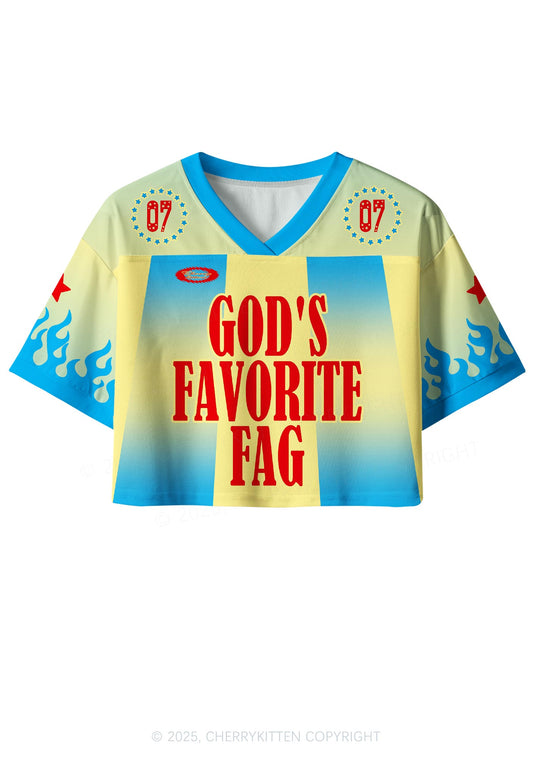 Custom Blue Gods Favorite Fag Pride Y2K Crop Sport Jersey Shirts Cherrykitten