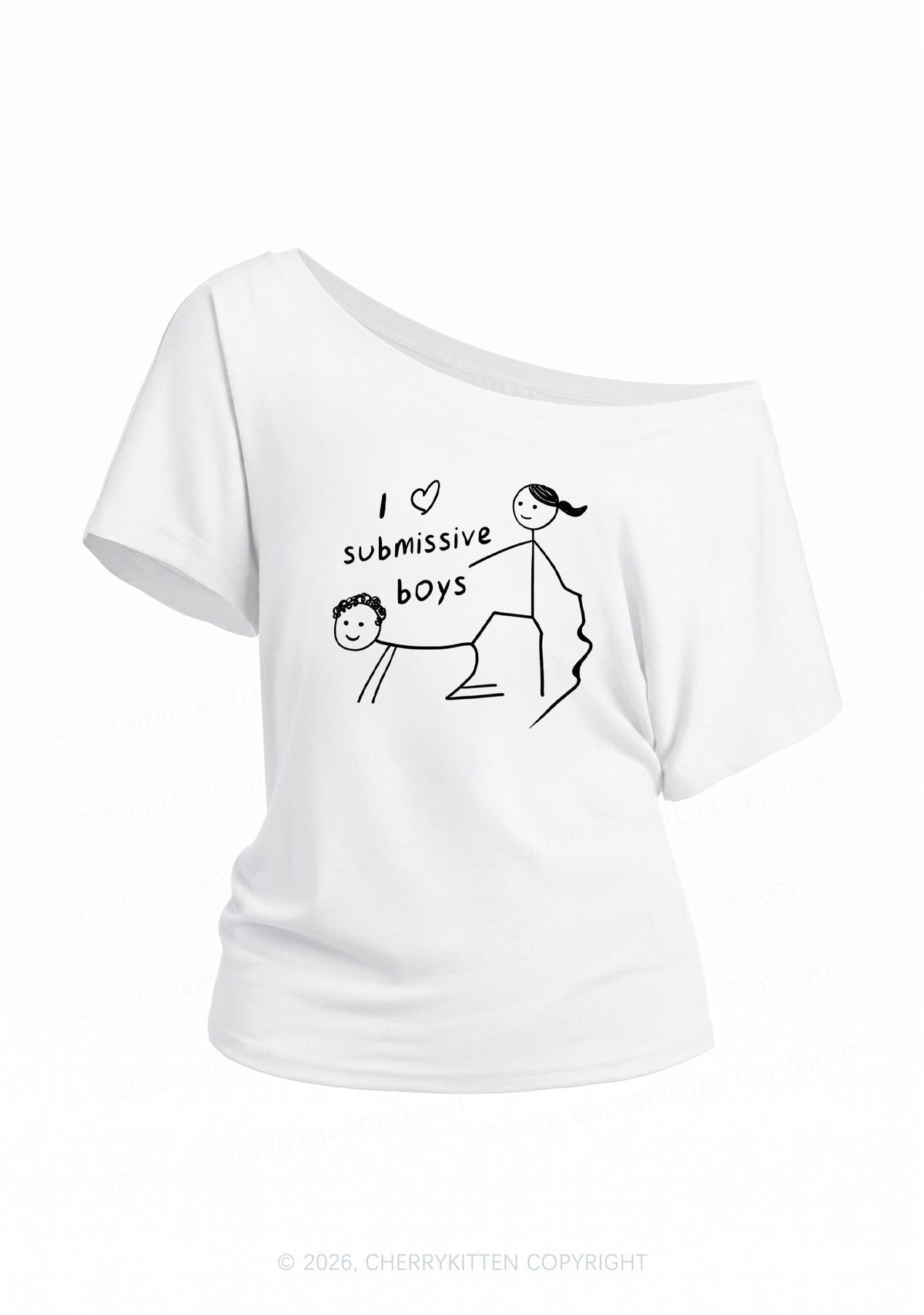 I Love S Boys Y2K Off Shoulder Tee Cherrykitten