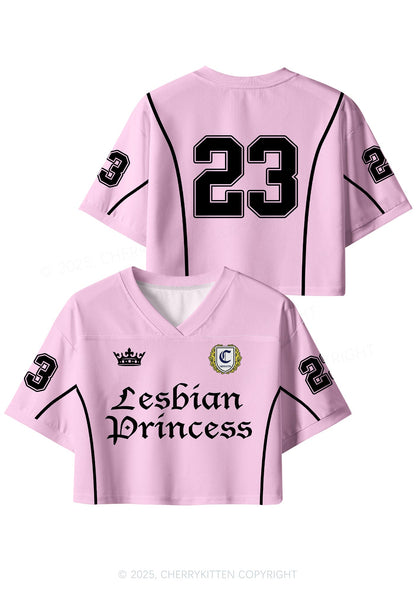 Custom Lightpink Lesbian Princess Pride Y2K Crop Sport Jersey Shirts Cherrykitten