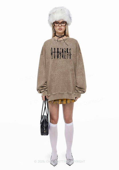 Halloween Grimace Daggers Y2K Washed Sweatshirts Cherrykitten