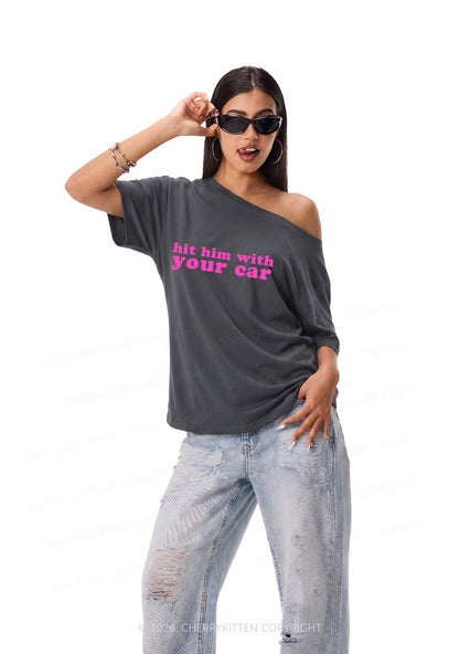 Hit Him Y2K Off Shoulder Tee Cherrykitten