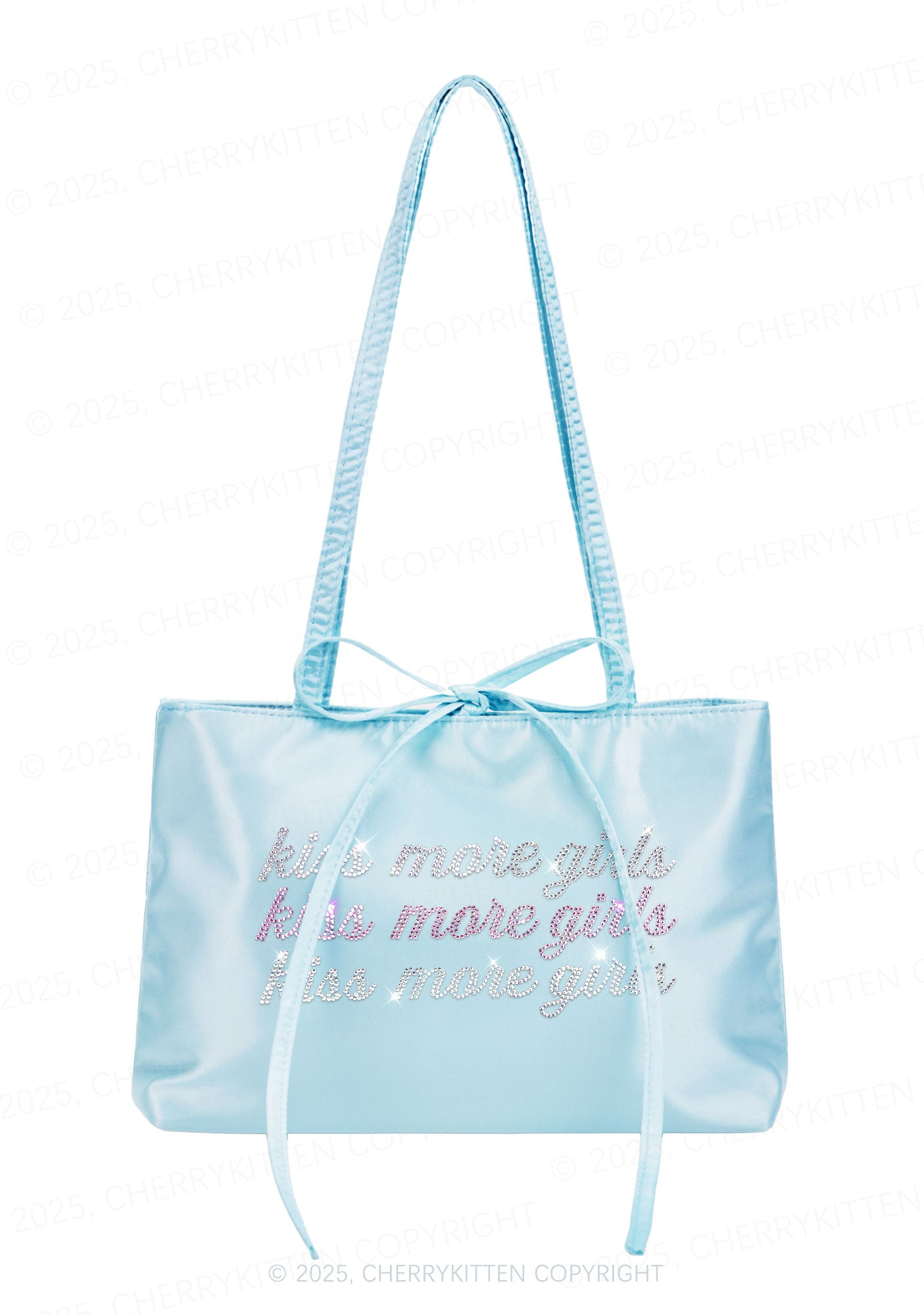Rhinestone Kiss More Girls Pride Y2K Satin Bags Cherrykitten