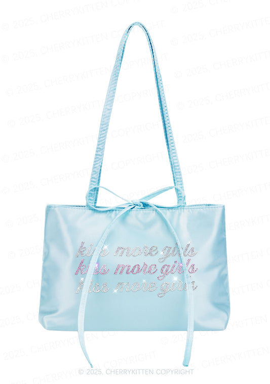 Rhinestone Kiss More Girls Pride Y2K Satin Bags Cherrykitten