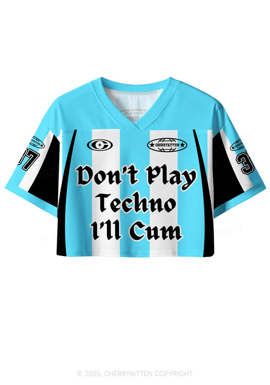 Custom Skyblue Dont Play Techno Y2K Crop Sport Jersey Shirts Cherrykitten