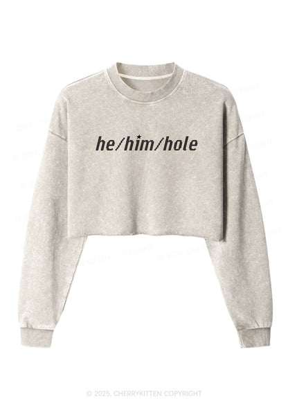 He Him Hole Pride Y2K Crop Washed Sweatshirts Cherrykitten