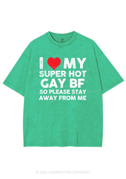 I Love My Hot BF Pride Y2K Shirts Washed Tee Cherrykitten