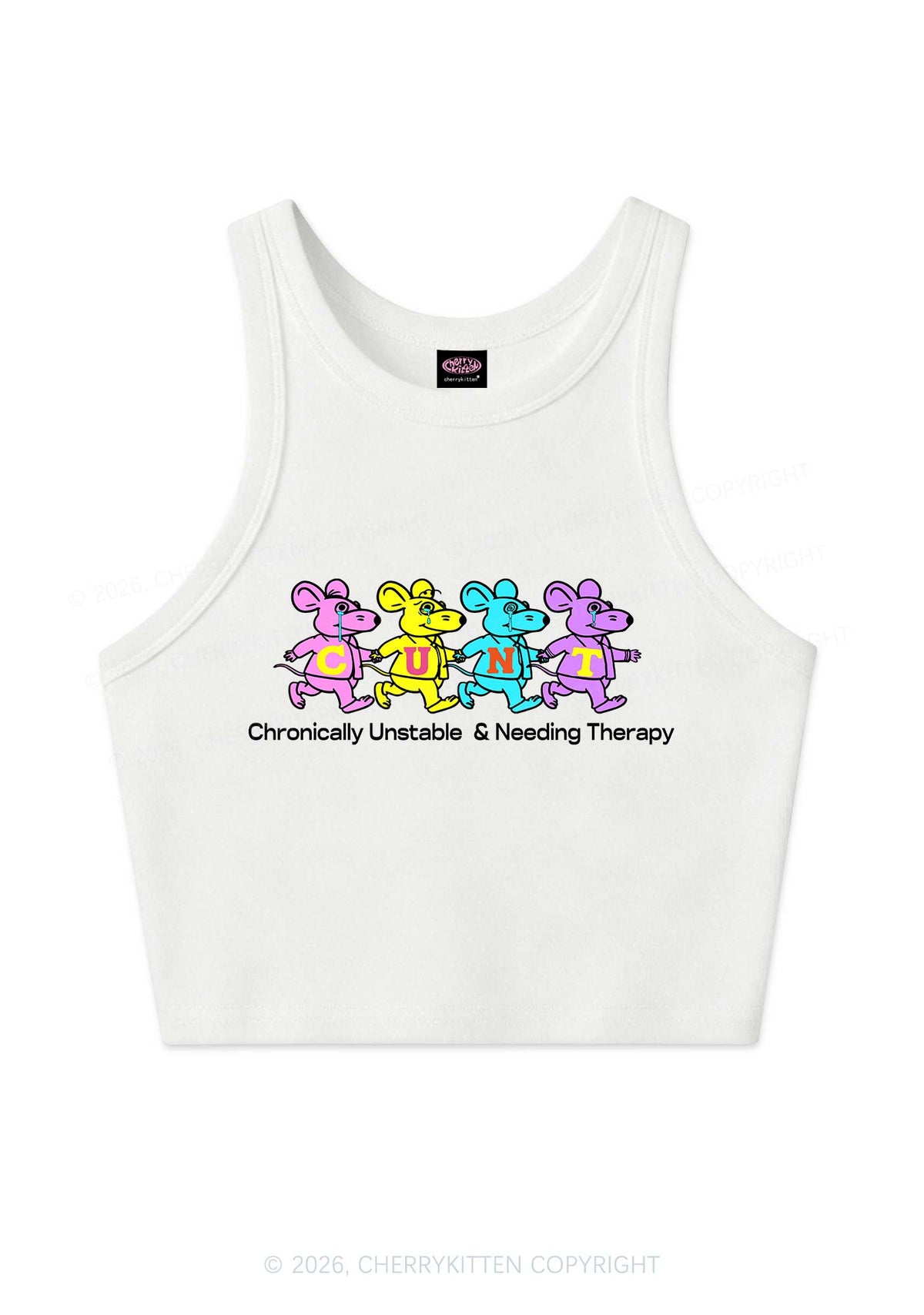 Chronically Unstable Needing Therapy Y2K Crop Tank Top Cherrykitten