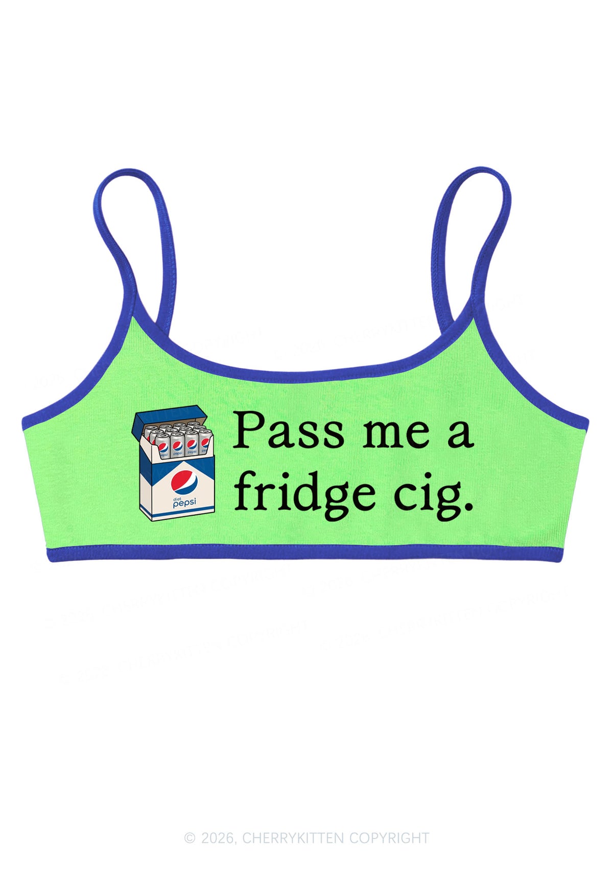 Pass Me A Fridge Cig Blue Drinks Y2K Super Crop Cami Cherrykitten