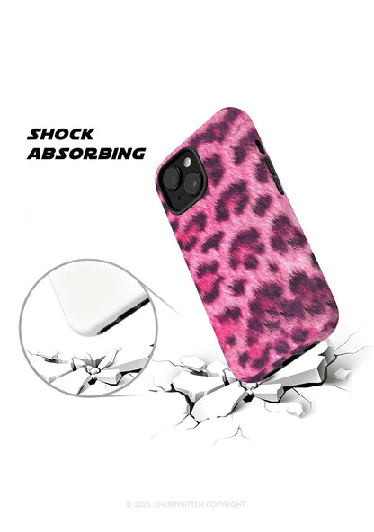 Hot Pink Fuzzy Leopard Y2K Phone Case Cherrykitten