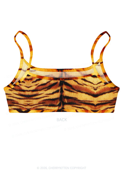 Wild Tiger Texture Y2K Print Super Crop Cami Cherrykitten