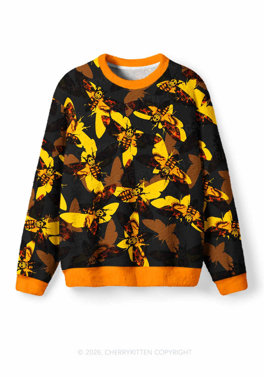Halloween Yellow Ghostface Hawkmoth Y2K Knit Sweatshirt Cherrykitten
