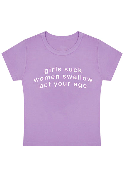 Curvy Women Swallow Act Your Age Baby Tee