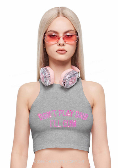 Rhinestone Dont Play DNB Y2K Crop Tank Top Cherrykitten