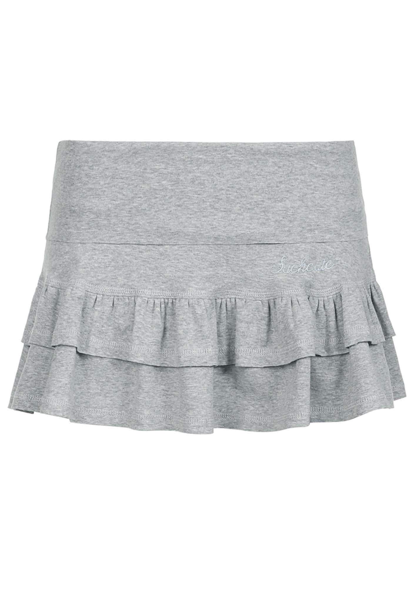 Y2K Solid Color Pleated Layered Skirt Cherrykitten