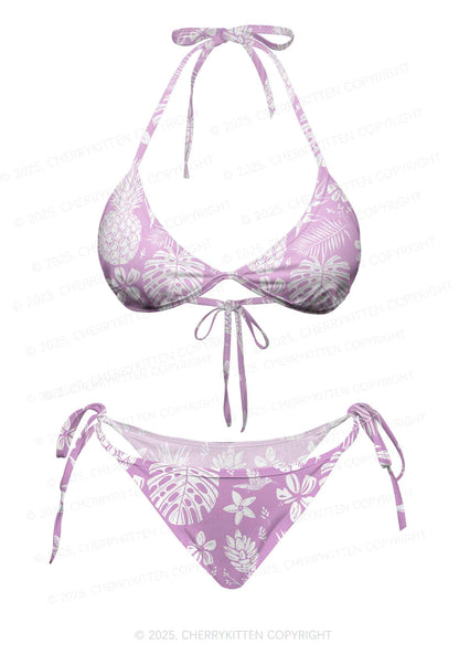 Boho Purple Y2K Print Bikini Set Cherrykitten