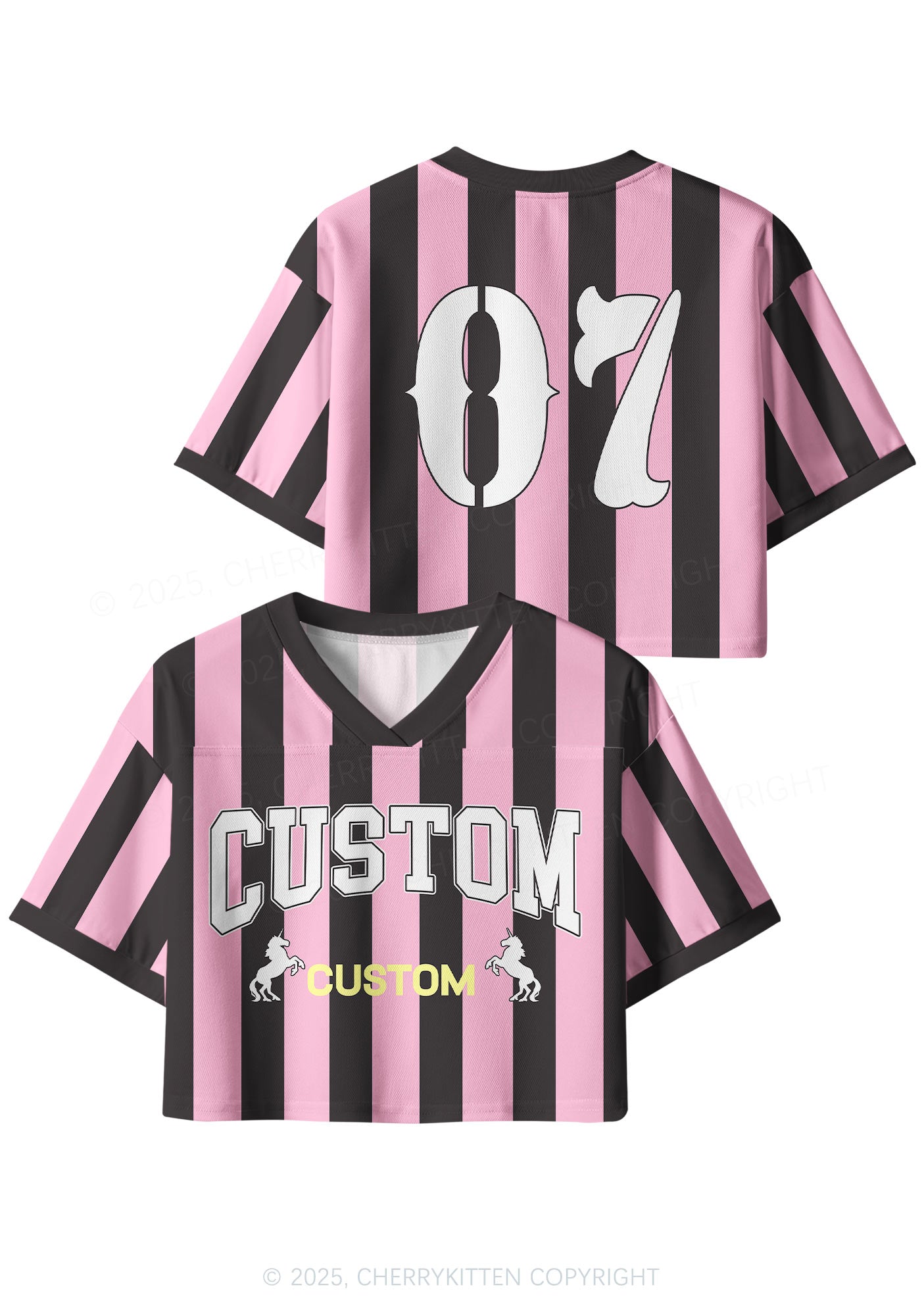 Custom Team Stripe Y2K Crop Sport Jersey Shirts Cherrykitten