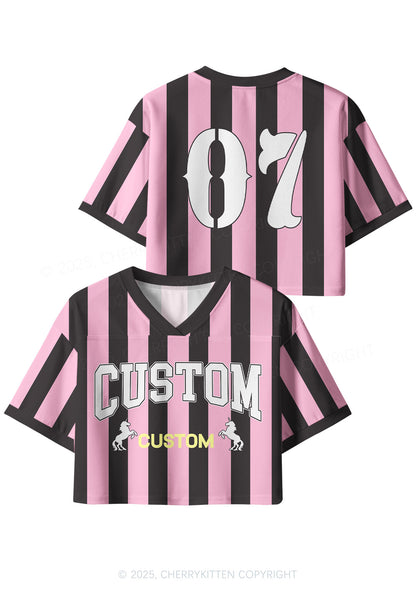Custom Team Stripe Y2K Crop Sport Jersey Shirts Cherrykitten