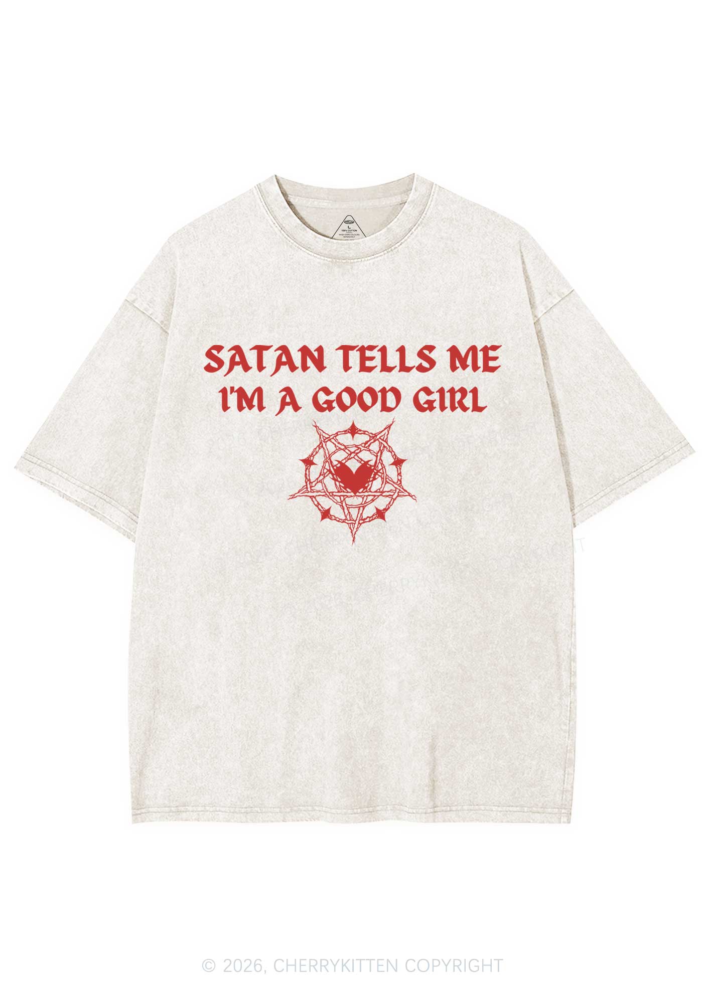 Halloween Im A Good Girl Y2K Shirts Washed Tee Cherrykitten