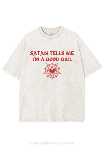 Halloween Im A Good Girl Y2K Shirts Washed Tee Cherrykitten