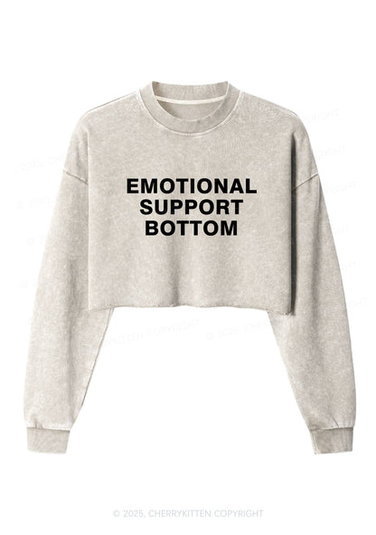 Emotional Support Bottom Pride Y2K Crop Washed Sweatshirts Cherrykitten