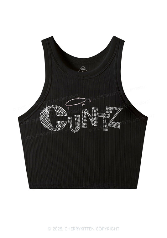 Rhinestone Cxntz Y2K Crop Tank Top Cherrykitten