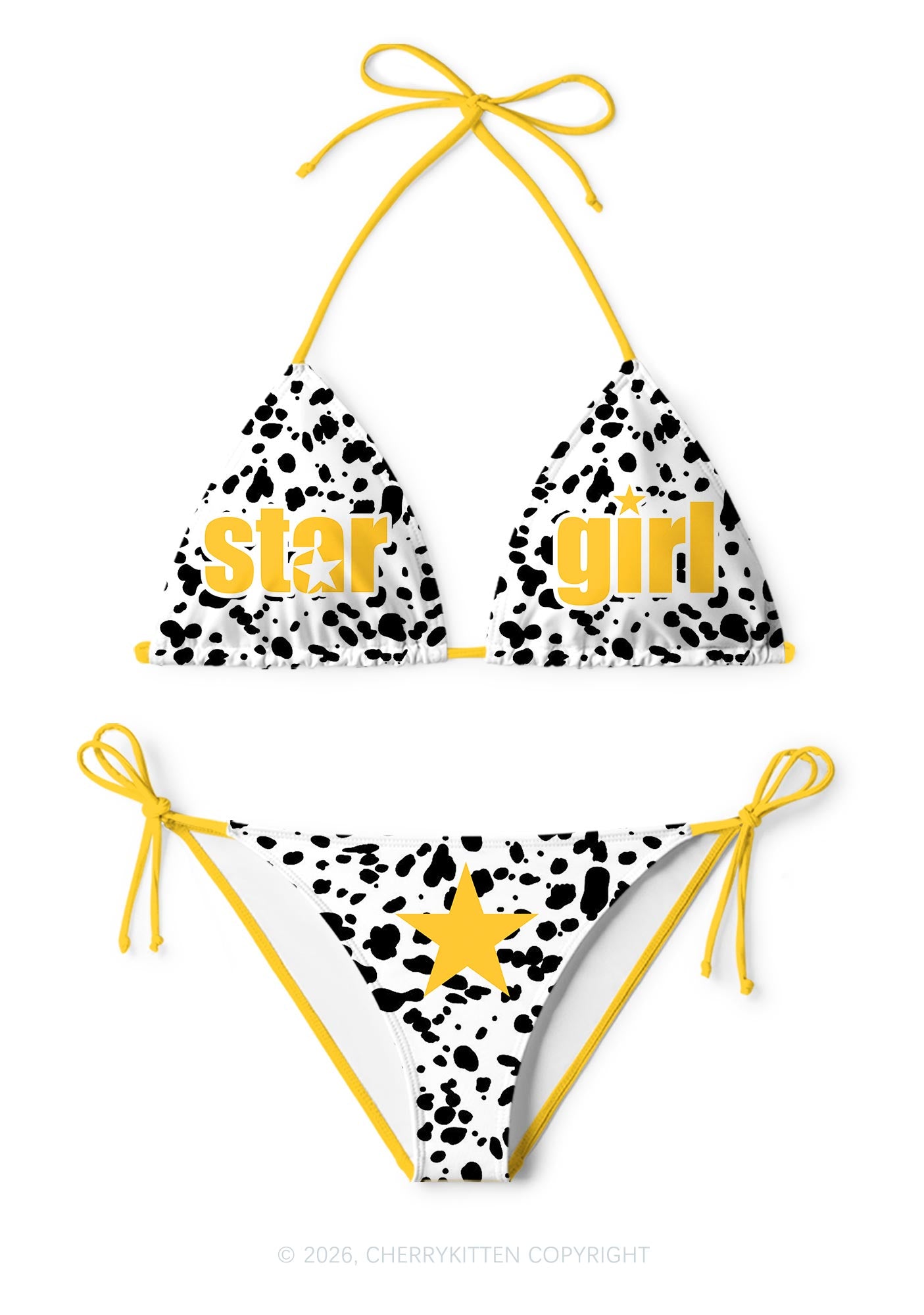 Spotted Star Girl Y2K Print Bikini Set Cherrykitten