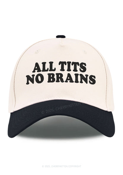 Embroidered All Txts No Brains Y2K Color Block Baseball Cap Cherrykitten