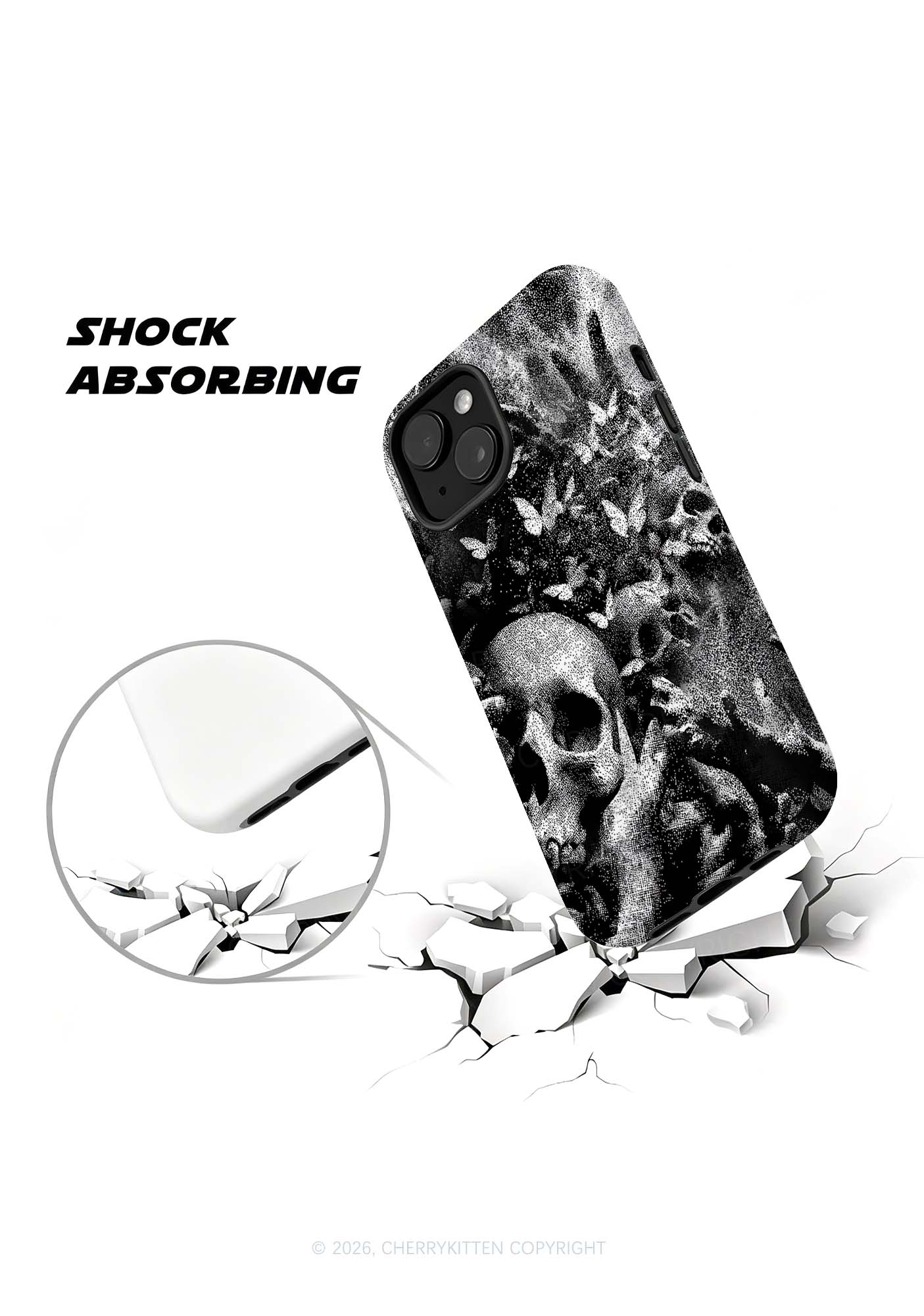 Halloween Gothic Skull Y2K Phone Case Cherrykitten