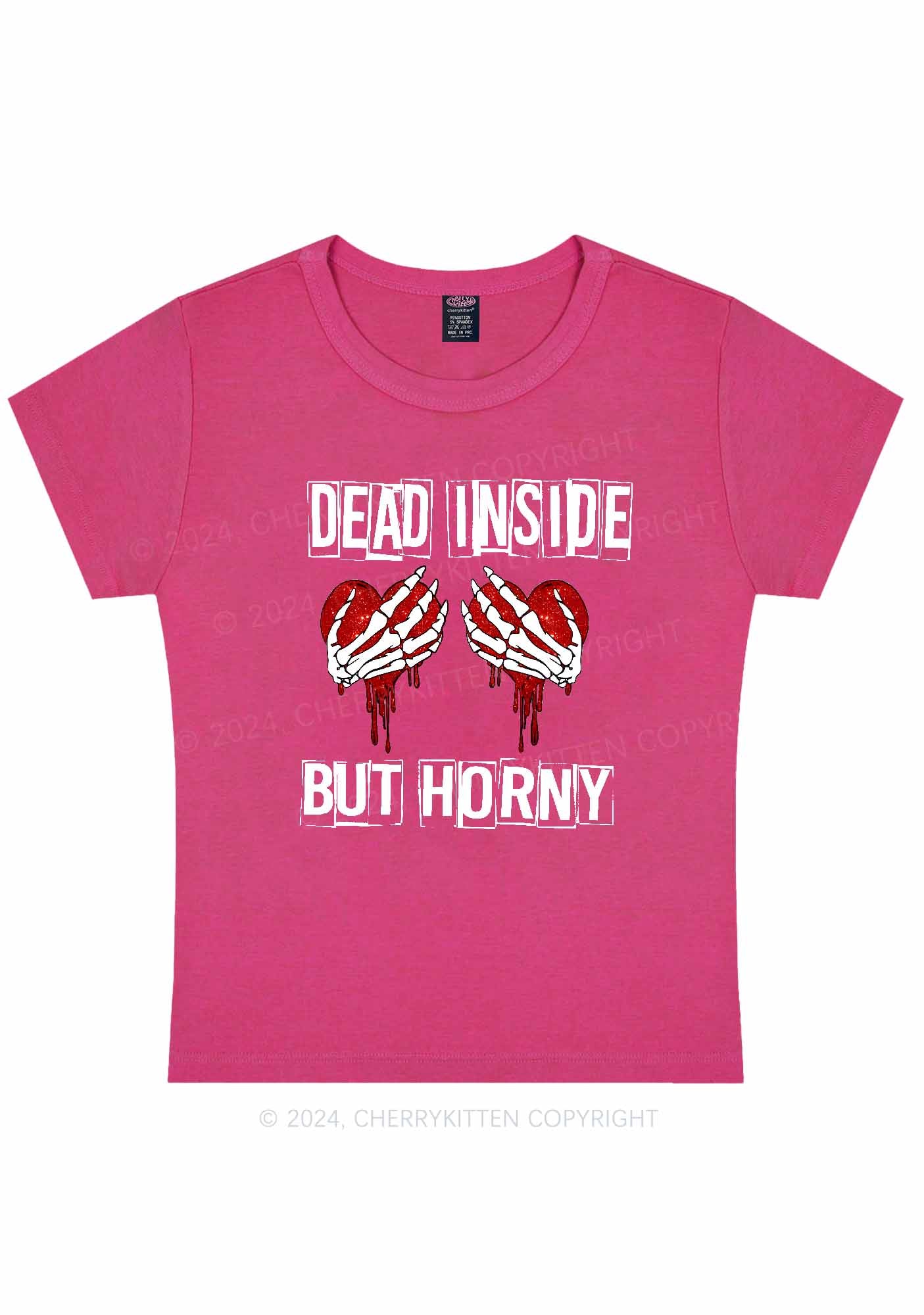 Dead Inside But Hxrny Y2K Valentine's Day Baby Tee Cherrykitten