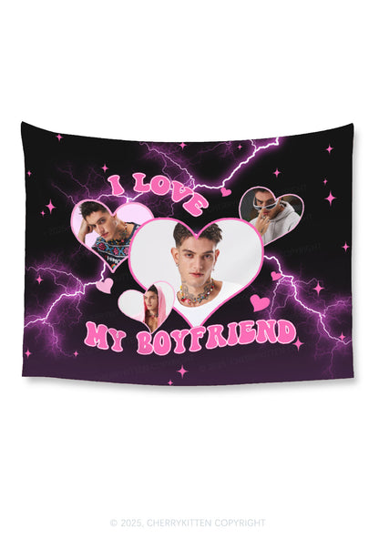 Custom I Love My Boyfriend Valentine's Day Flag Y2K Tapestry Cherrykitten