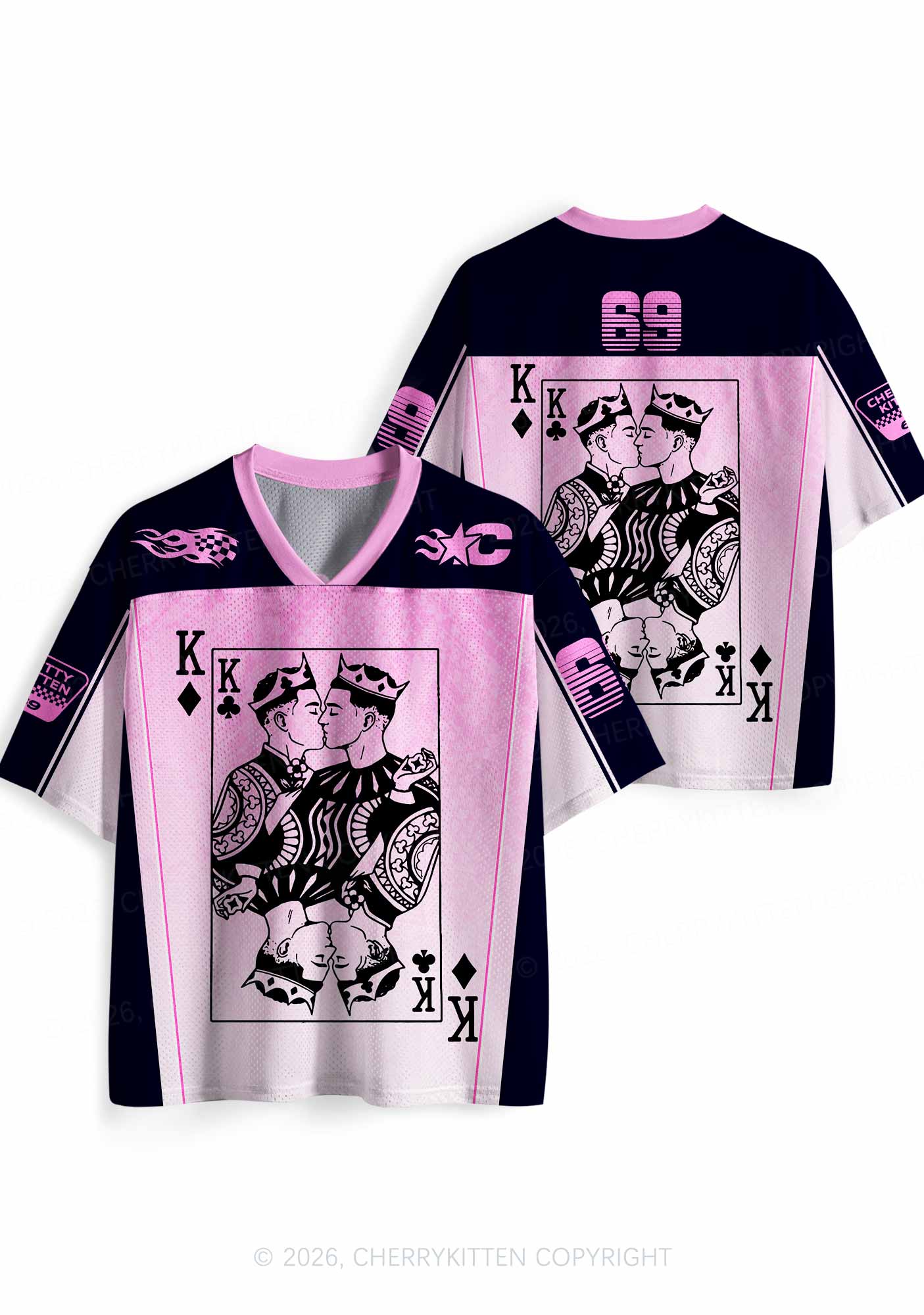 Pink Gradient Gay King Pride Y2K Sport Jersey Shirts Cherrykitten