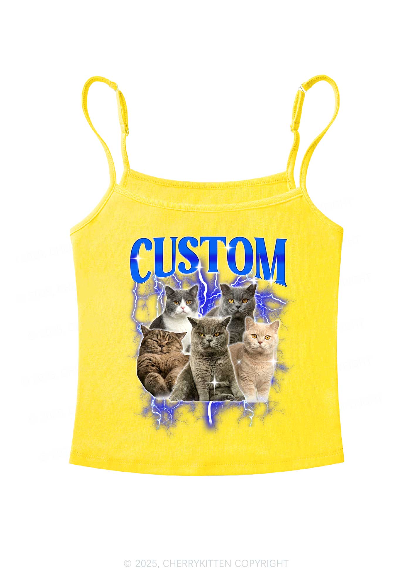 Custom Collage Pet Photo Y2K Spaghetti Strap Cami Cherrykitten