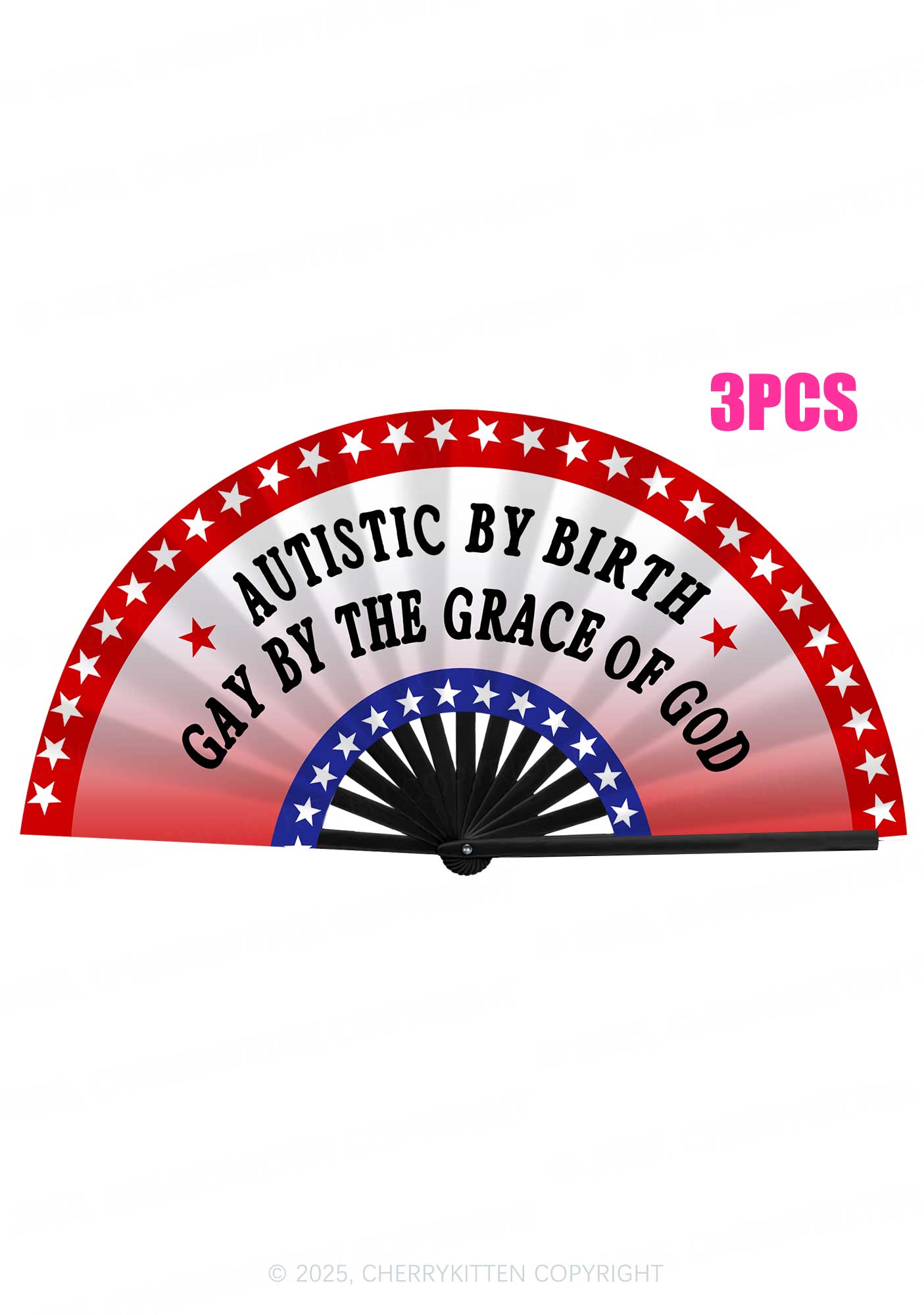 Autistic By Birth Pride Y2K Rave Hand Fan Cherrykitten