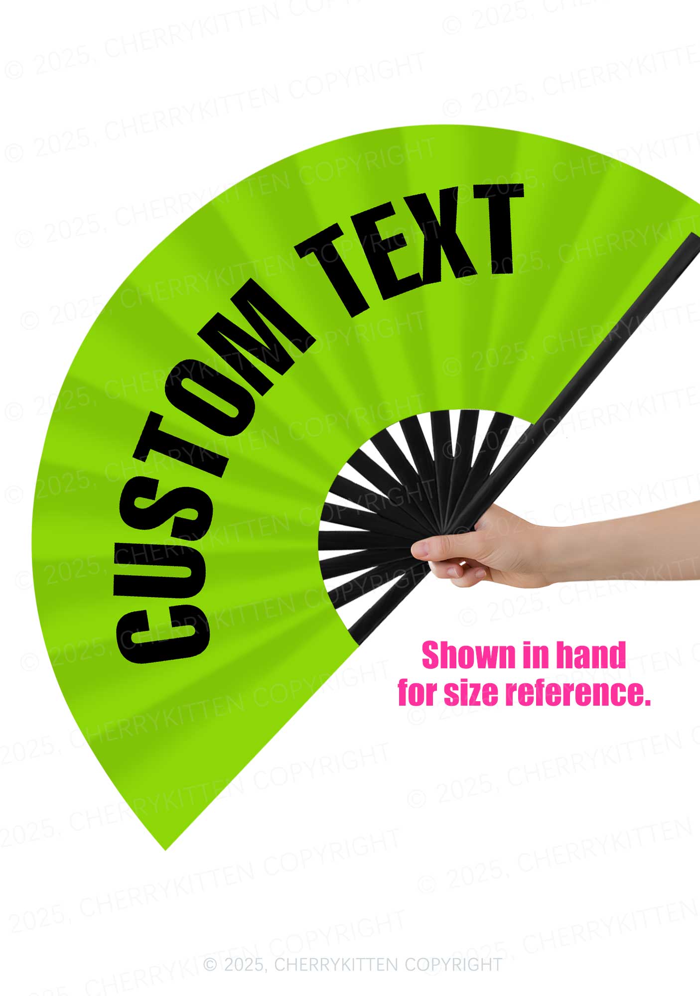 Custom Text Y2K Rave Hand Fan Cherrykitten