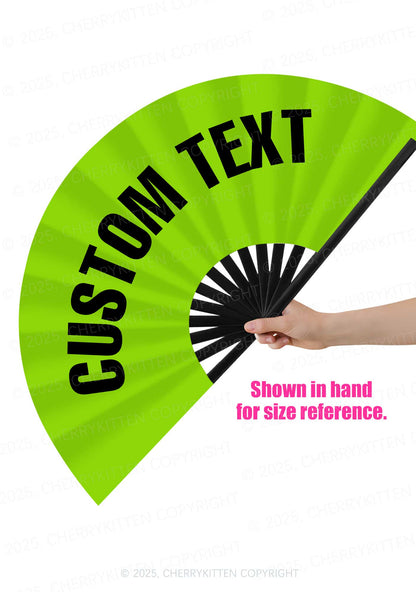 Custom Text Y2K Rave Hand Fan Cherrykitten