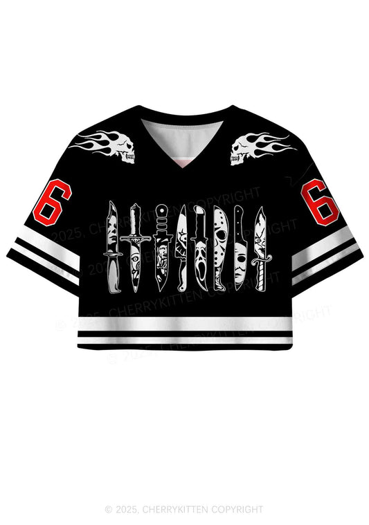 Custom Halloween Ghost Knife Y2K Crop Sport Jersey Shirts Cherrykitten
