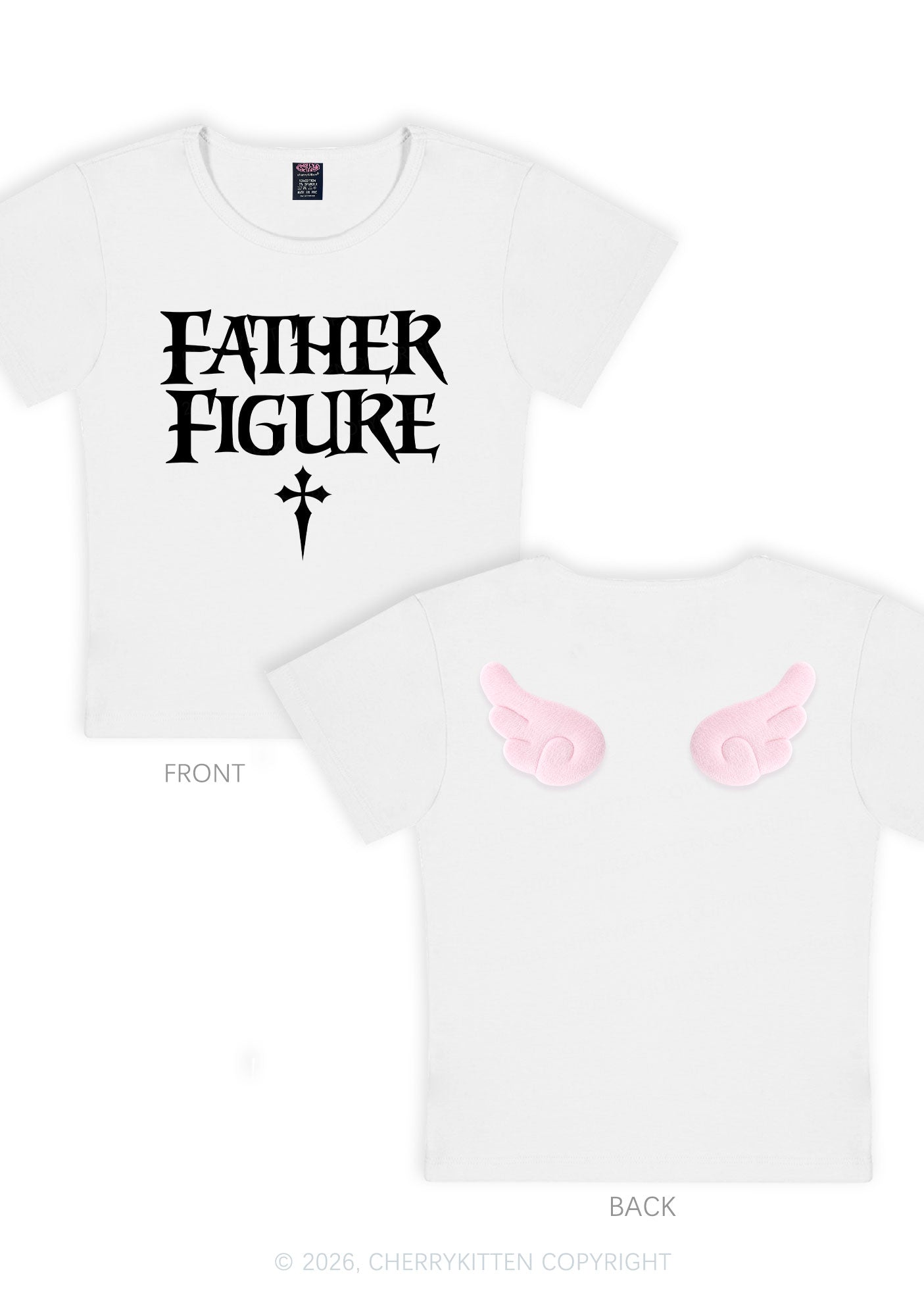 Halloween Father Figure Y2K Goth Angel Wings Baby Tee Cherrykitten