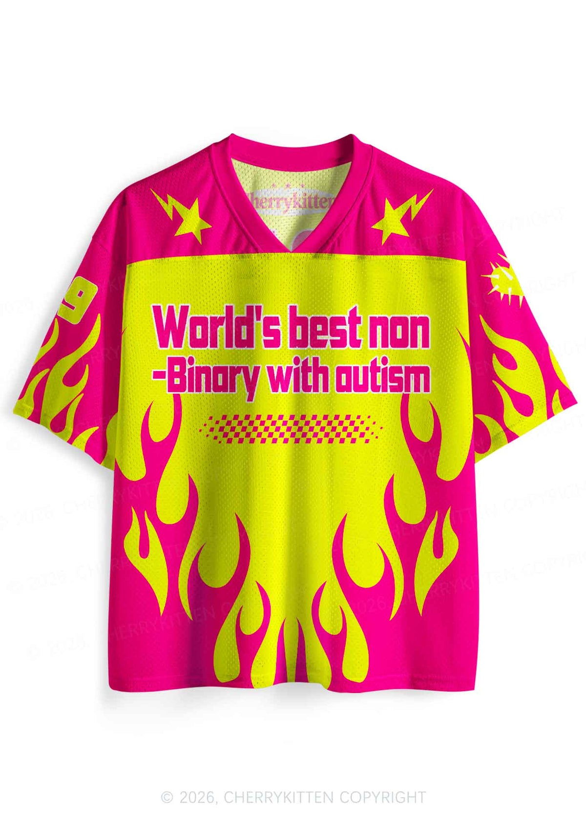 Worlds Best Nonbinary With Autism Y2K Sport Jersey Shirts Cherrykitten
