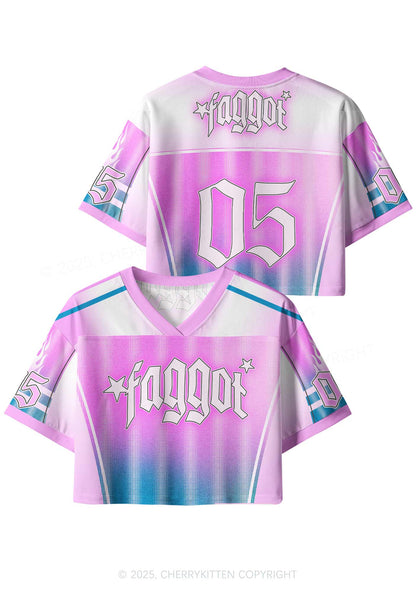 Custom Blue Gradient Faggot Pride Y2K Crop Sport Jersey Shirts Cherrykitten
