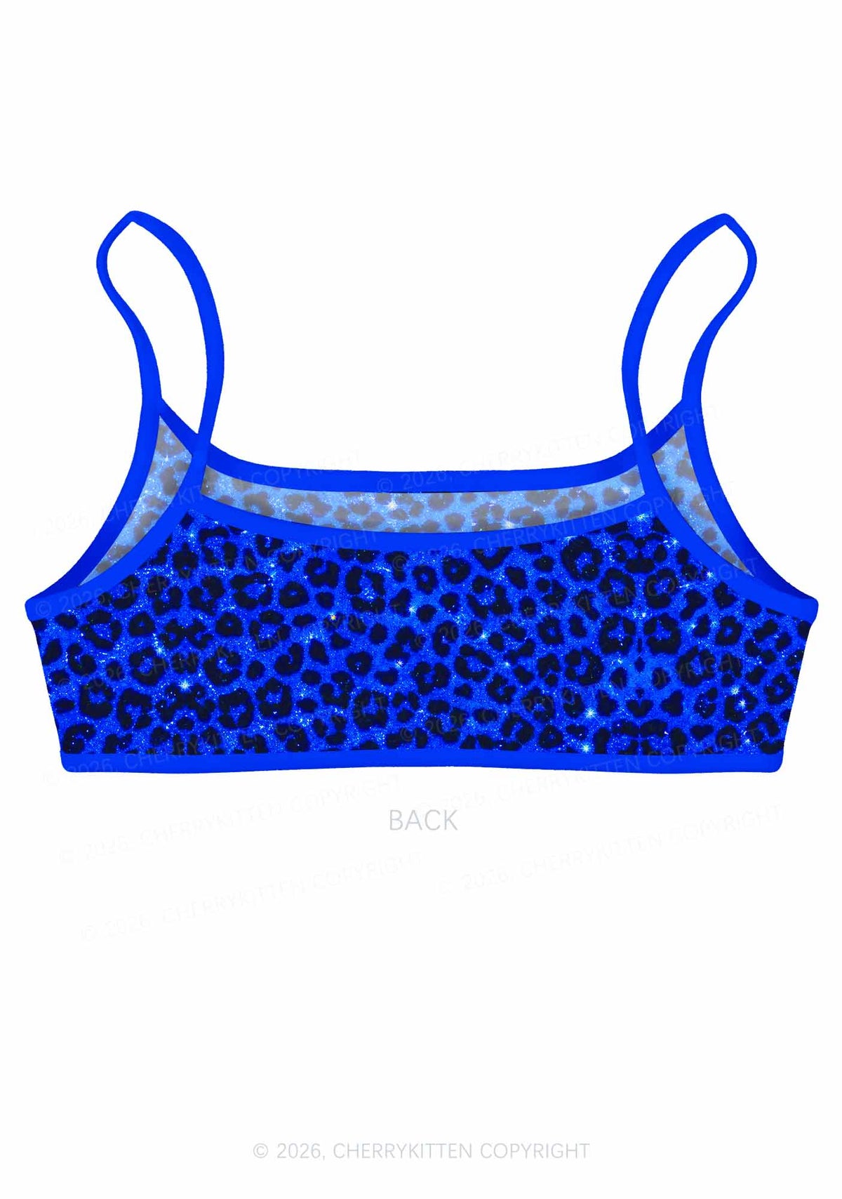 Royal Blue Leopard Y2K Print Super Crop Cami Cherrykitten