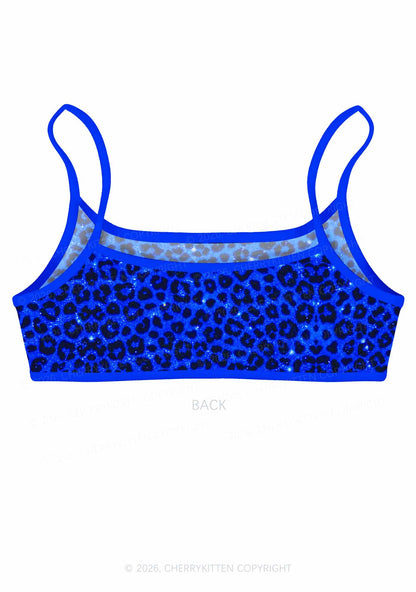 Royal Blue Leopard Y2K Print Super Crop Cami Cherrykitten