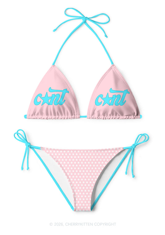 Blue Cxxt Star Y2K Print Bikini Set Cherrykitten