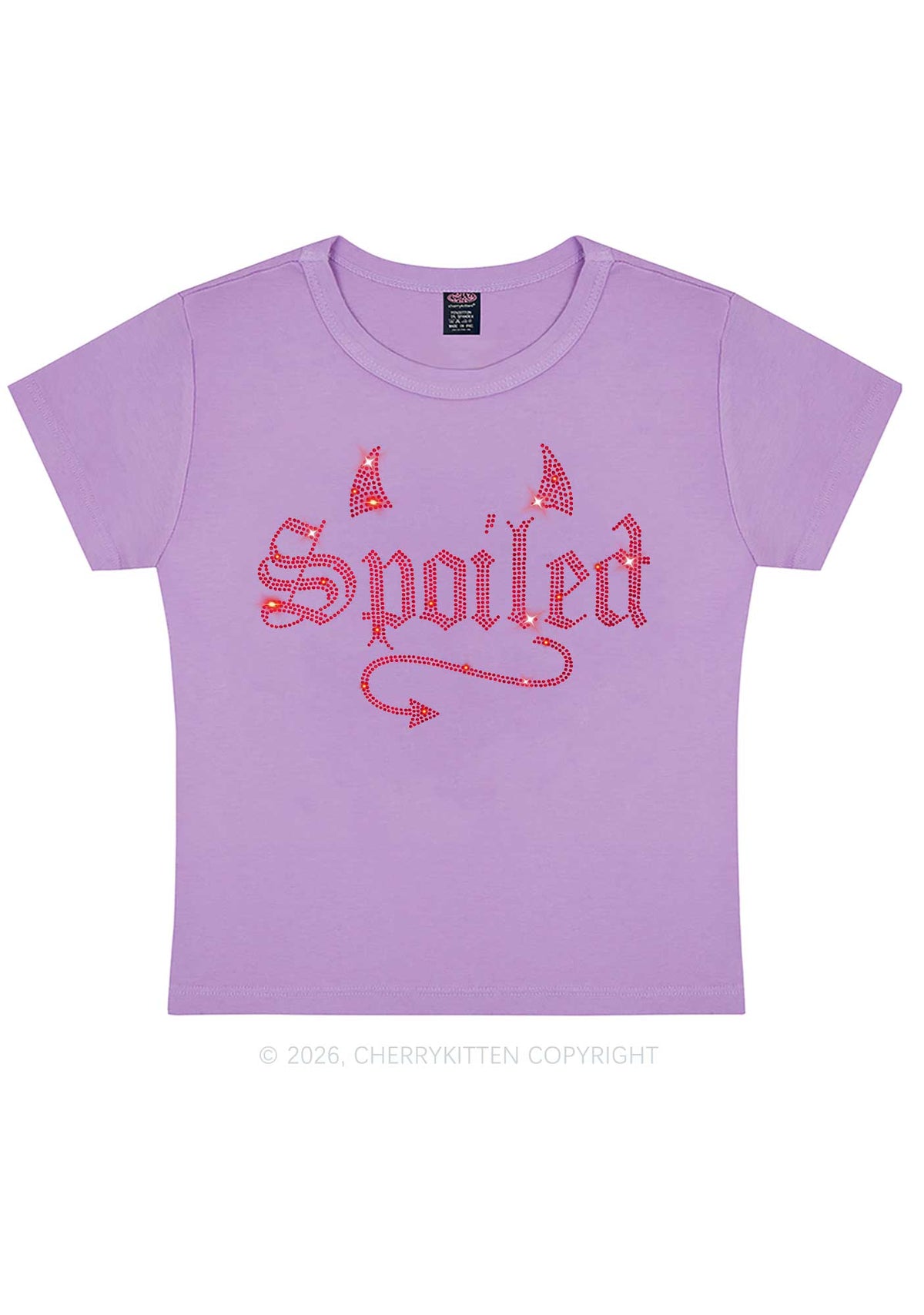 Rhinestone Spoiled Devil Horn Y2K Baby Tee Cherrykitten