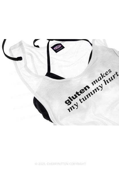 Gluten Makes Tummy Hurt Y2K Sheer Boyfriend Tank Cherrykitten