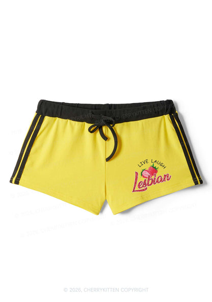 Live Laugh Lesbian Pride Y2K Drawstring Mini Shorts Cherrykitten