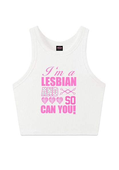 Im A Lesbian And So Can You Pride Y2K Crop Tank Top Cherrykitten
