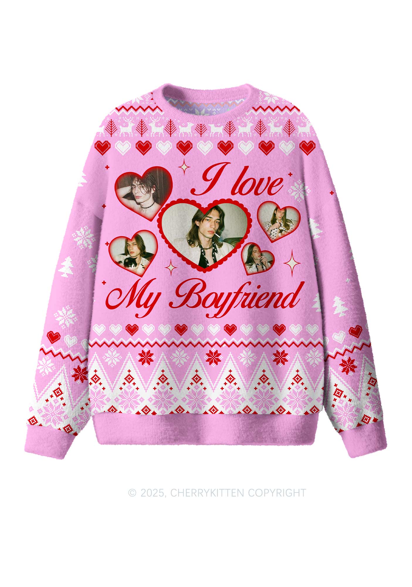 Custom Boyfriend Photos Y2K Christmas Knit Sweatshirt Cherrykitten